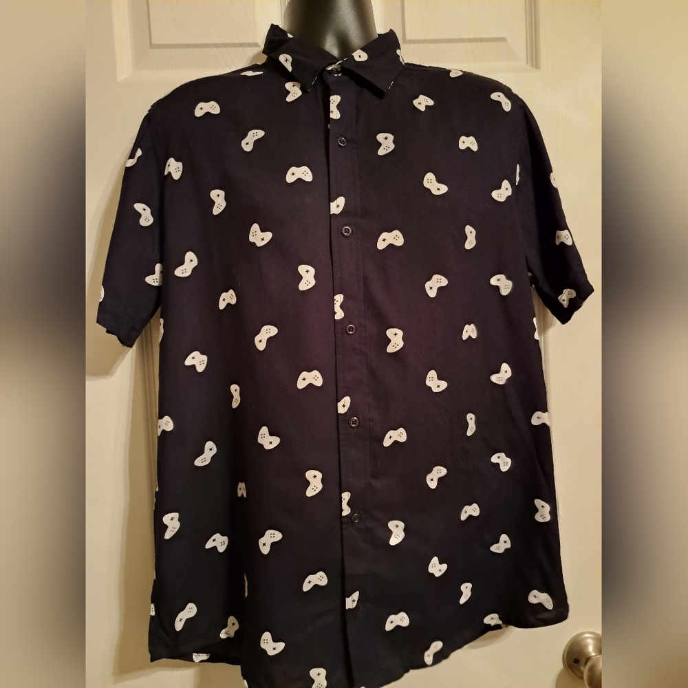 Game Console Dress Shirt - Men's Size: Large - Black - Hot Topic